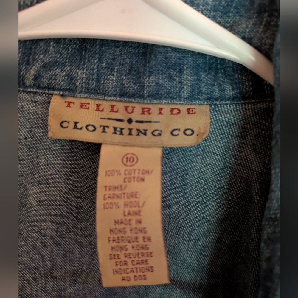 Telluride Clothing Company Vintage Denim Jacket With Wool Sleeves Size 10 - Picture 5 of 7